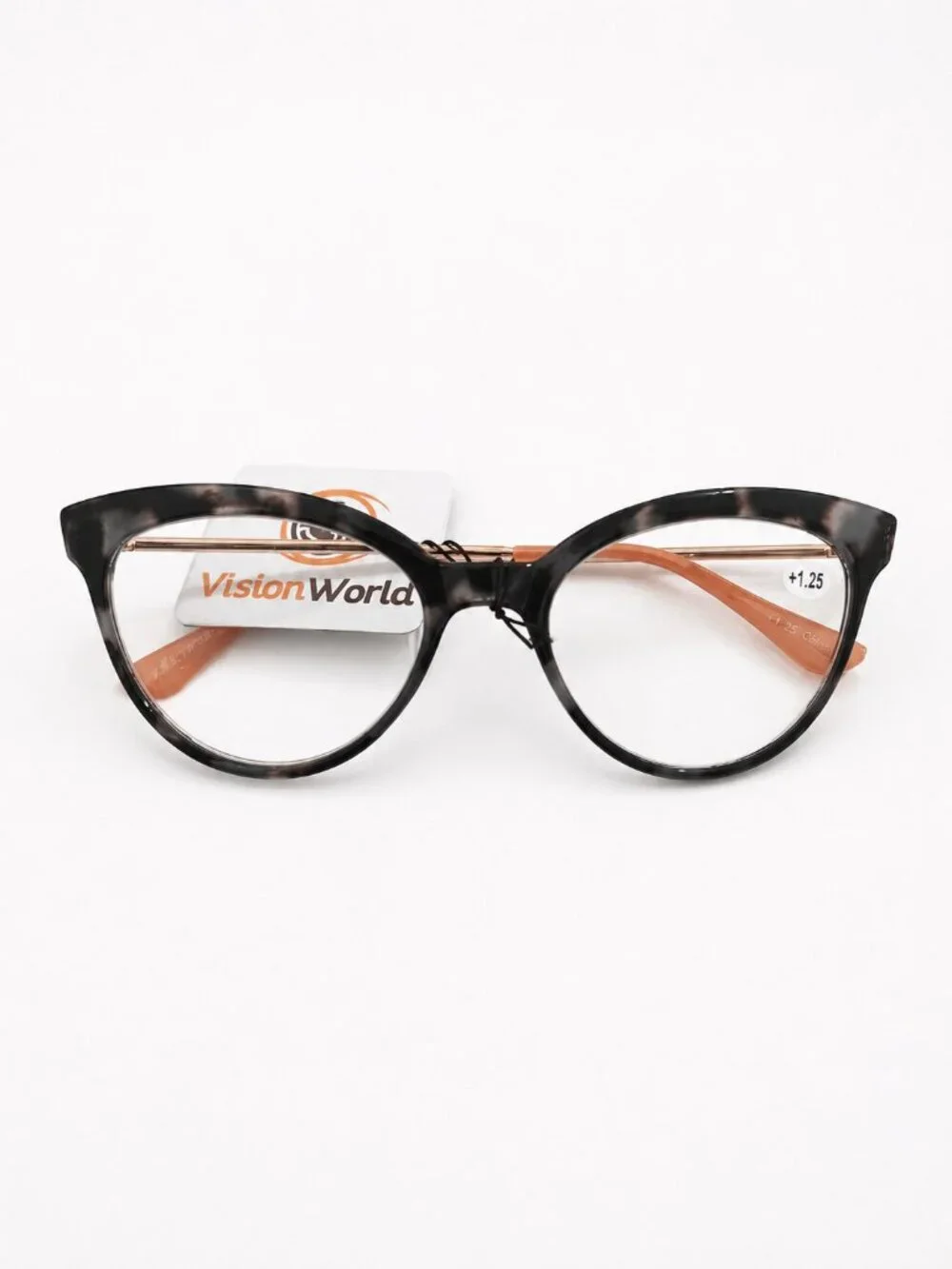 VisionWorld +1.25 Cat Eye Reading Glasses Tortoiseshell Orange NWT